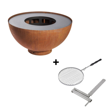 Brasero Plancha Boule En Corten Feu Du Jardin Esprit Barbecue