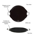 Plancha double face fonte émaillé ronde diam 25cm - Vaello