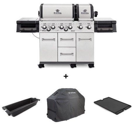 Pack barbecue gaz Imperial 690 Inox avec housse, plancha et wok Broil King