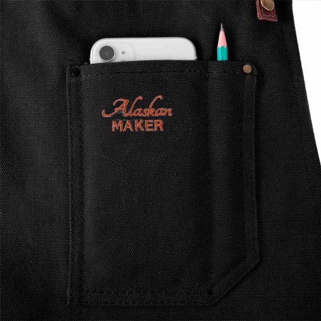 Tablier cuir et coton n°325 Noir Alaskan Maker - poche smartphone