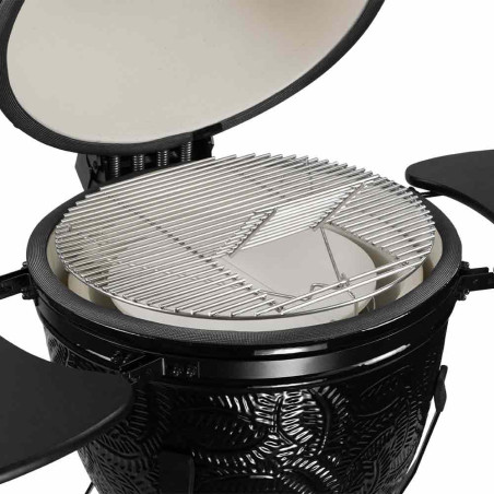 Zoom sur la grille de cuisson en inox du kamado Kamal XL noir brillant Barbecook