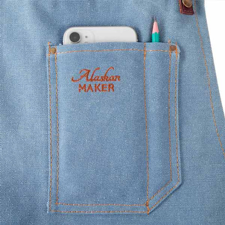 Poche tablier coton et cuir n° 325 denim clair Alaskan Maker