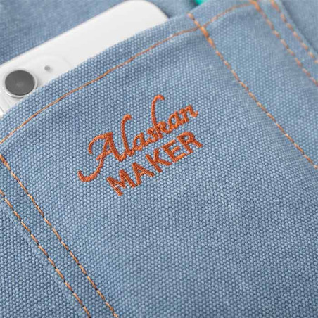 Zoom poche tablier coton et cuir n° 325 denim clair Alaskan Maker