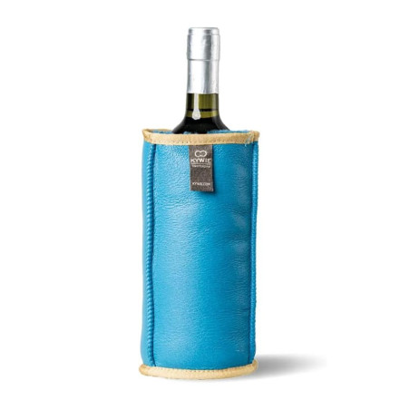 Refroidisseur pour bouteille de vin en cuir lisse turquoise Kywie