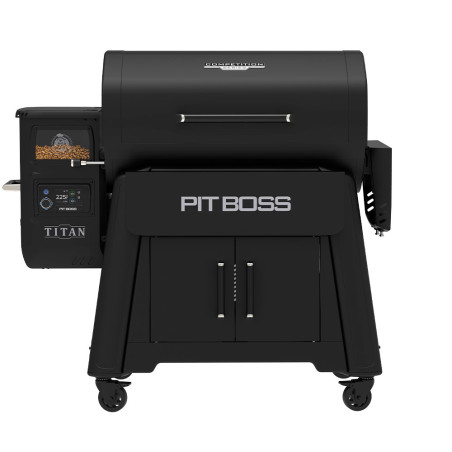 Barbecue Titan Competition Series Pit Boss fermé vue face tablette repliée