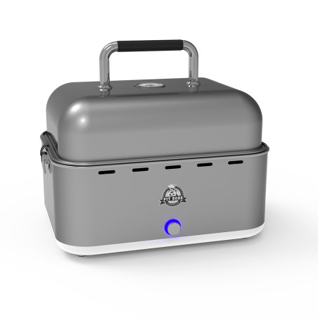 Barbecue charbon portable gris Pit Boss vue côté