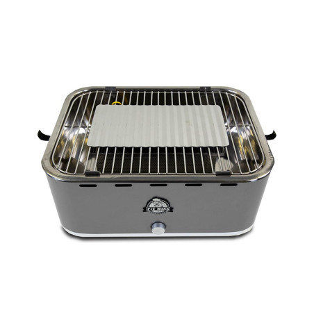 Barbecue charbon portable gris Pit Boss couvercle ouvert