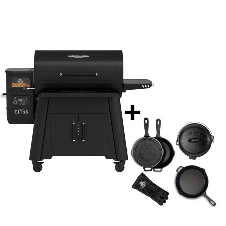 Barbecue à pellets Titan Pit Boss + 6 accessoires de cuisson en fonte