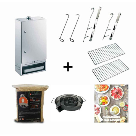 Pack fumoir en inox 75 cm porte charnières Peetz + générateur Nordic Flame