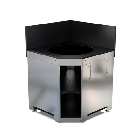 Modulo d'angle pour barbecue kamado inox et noir Eno - vue face