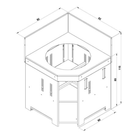 Modulo d'angle pour barbecue kamado inox et noir Eno - dimensions