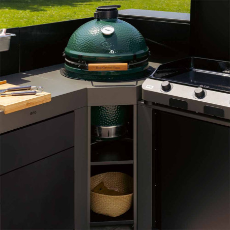 Modulo d'angle pour encastrer Kamado M ou L gris cargo Eno - cuisine extérieure ambiance zoom