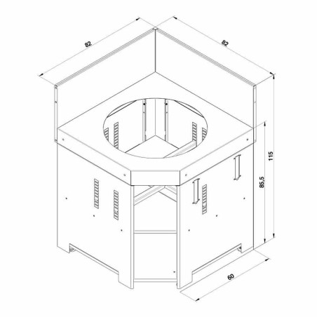 Modulo d'angle pour encastrer Kamado M ou L gris cargo Eno - dimensions