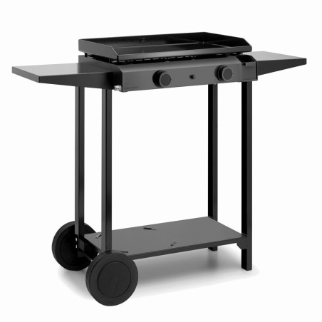 Chariot plancha Base 60 en acier noir avec plancha