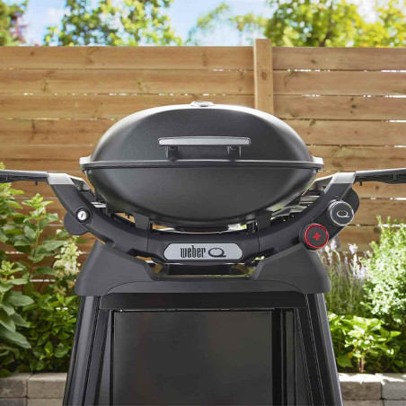 Zoom sur le barbecue gaz Q 2800 N + noir Weber sur chariot