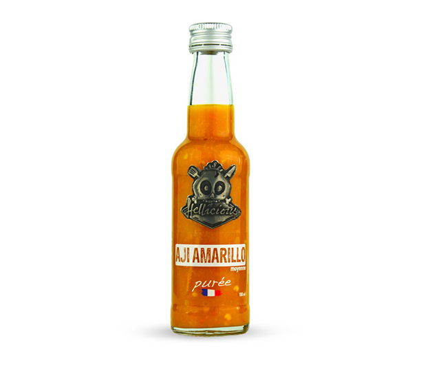 Flacon de 100 ml de purée de piment Aji Amarillo Hellicious