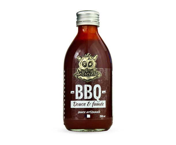 Flacon de 250 ml de sauce barbecue Douce & Fumée Hellicious