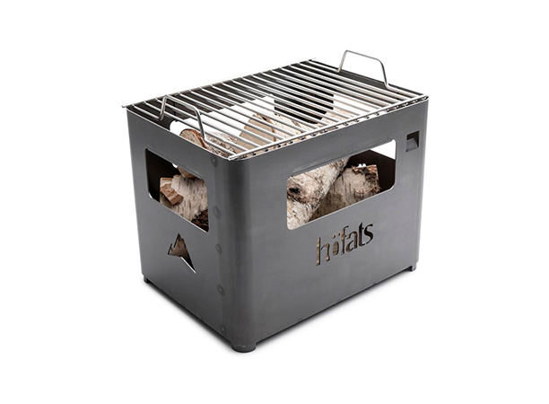 Grille inox installée sur le brasero Beer Box Höfats