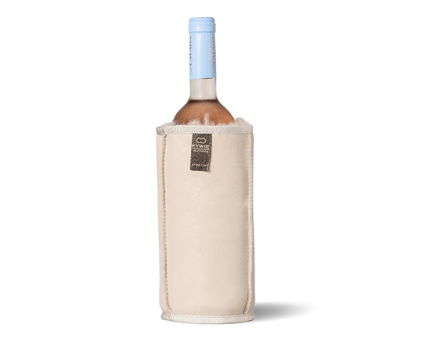 Housse isotherme en cuir lisse beige pour bouteille de vin Kywie