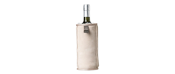 Housse isotherme Kywie en suède Beige pour bouteille de vin