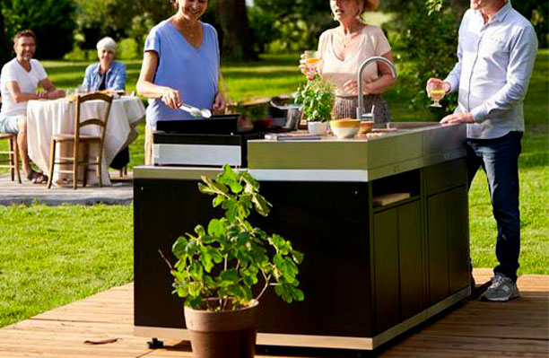 Cuisine extérieure DUO en inox et noir Le Marquier