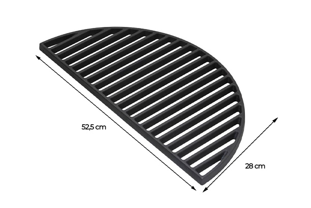 Dimensions demi grille en fonte pour barbecue LeChef Monolith