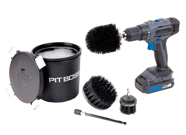 Kit de nettoyage de barbecue pour visseuse : 3 têtes de brosse + embout de rallonge