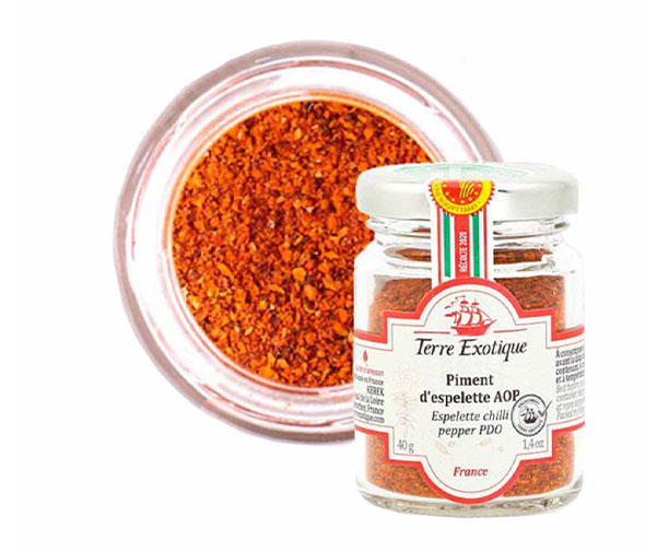 Pot de 40 g de piment d'Espelette AOP en poudre Terre Exotique