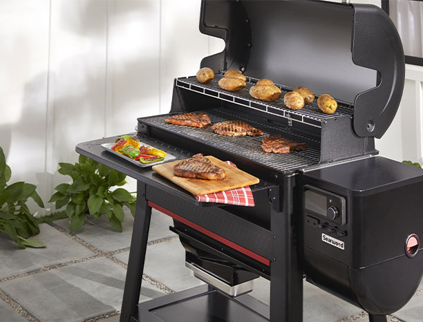 Tablette avant rabattable pour barbecue pellets Searwood 600 XL Weber