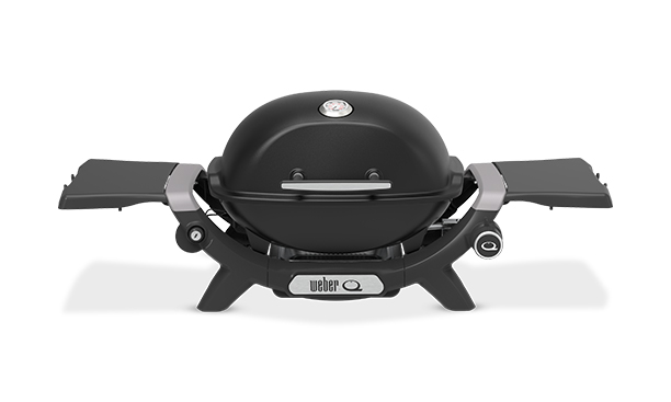 Barbecue gaz Weber Q 1200 N noir avec tablettes latérales et crochets porte ustensiles